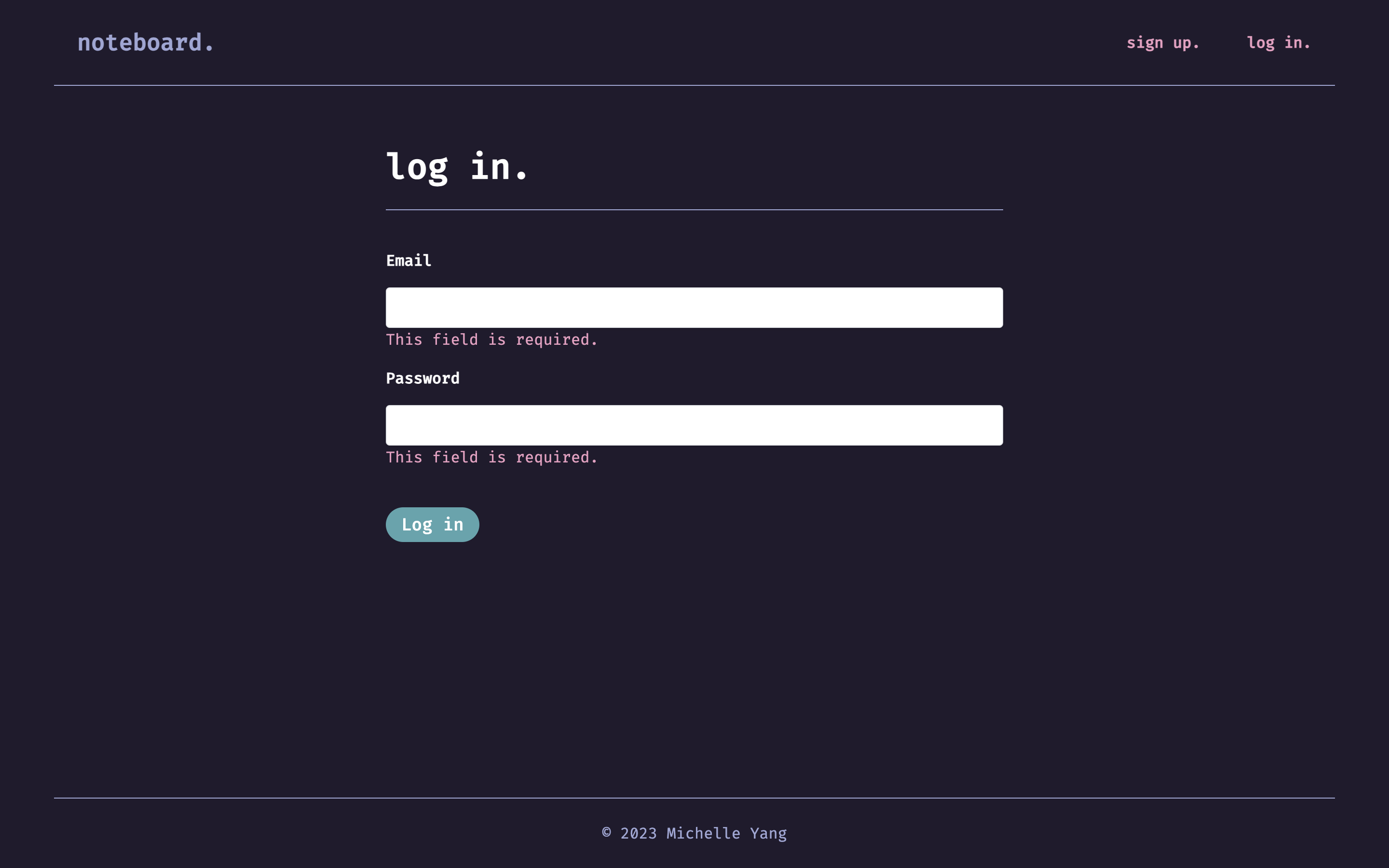 noteboard login validation screen